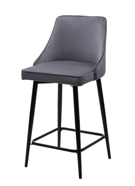 Полубарный стул ПАРКЕР 360 град. поворот. H-14 Серый, велюр / черный каркас, М-City
