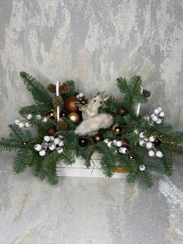 Новогодняя композиция в ящике (НК-13)