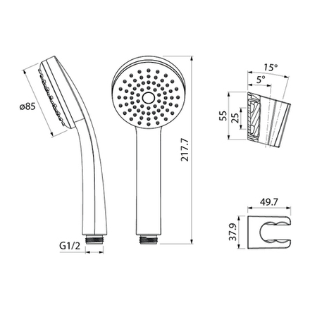 Душевой комплект IDDIS 0011F00I16 (держатель, лейка, шланг), хром