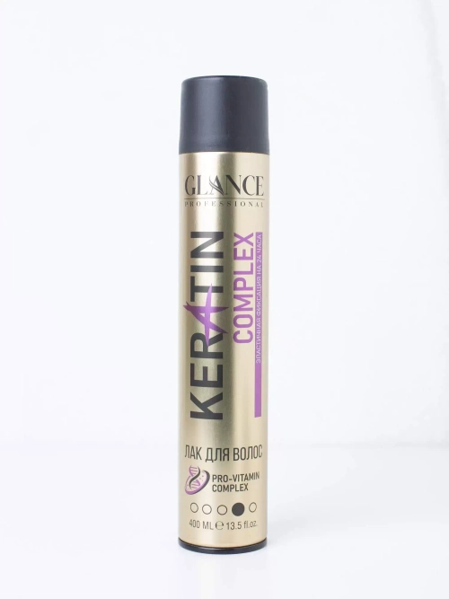 "GLANCE PRO" Лак для волос KERATIN COMPLEX экстра сильная фиксация 24 часа 400мл