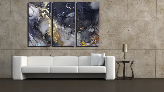 Модульная картина "Абстракция алкогольными чернилами"