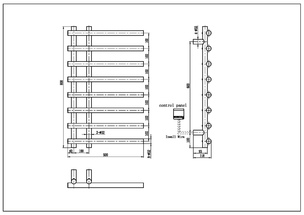 Полотенцесушитель электрический сухой 50x80 Boheme 722-GM антрацит