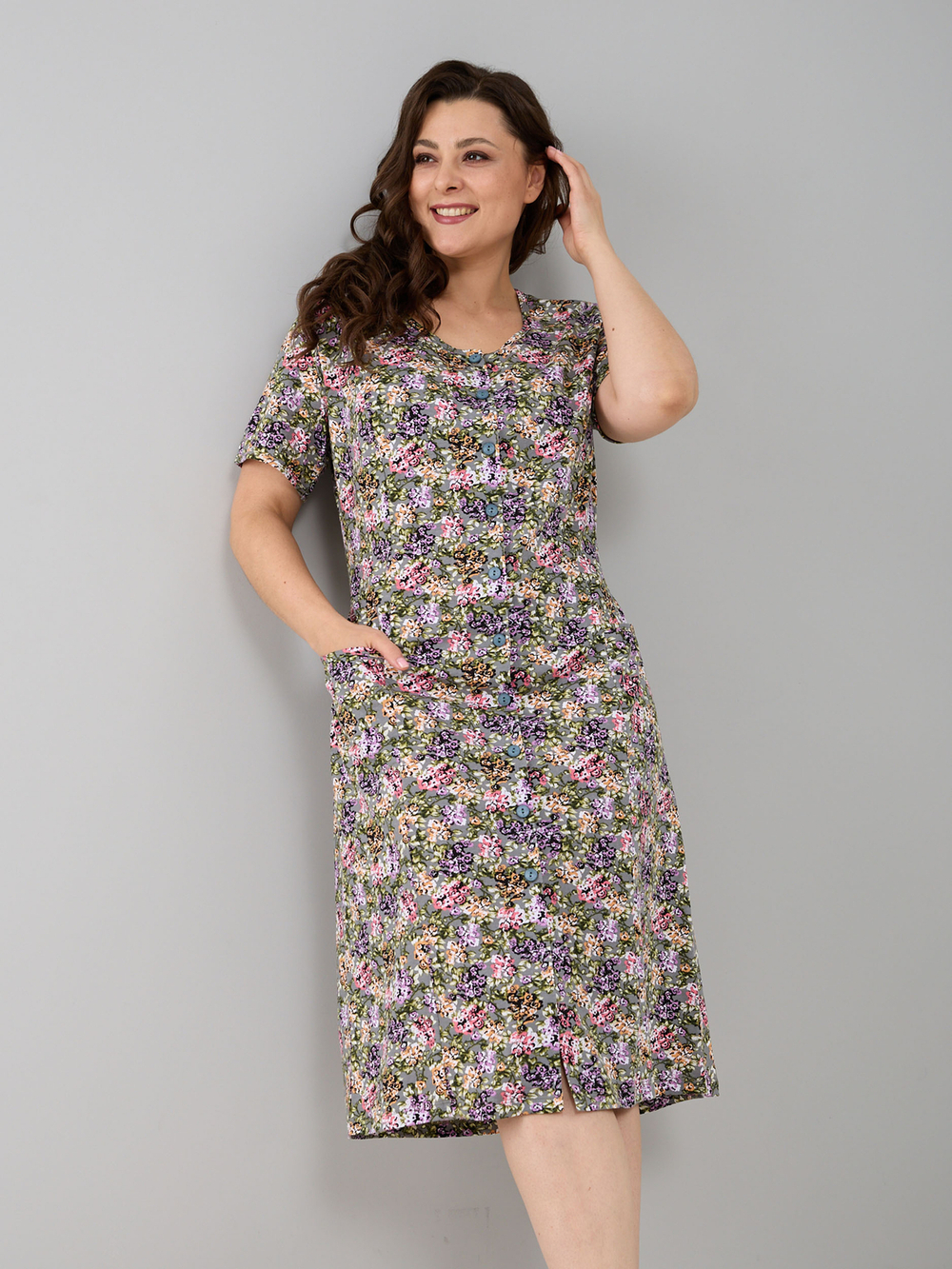 Халат Х-058/оливковый-гортензия