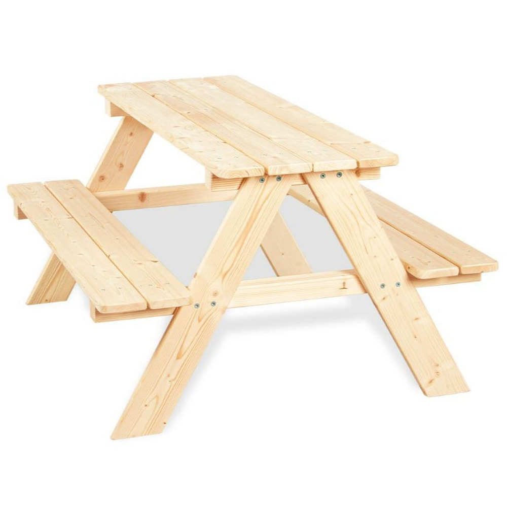 Dipriz Садовый комплект Микки из сосны: детский стол и две лавочки, 90х86х50 см, в натуральной отделке