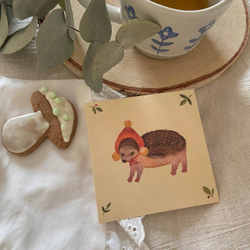 открытка "ёжик в шапочке"