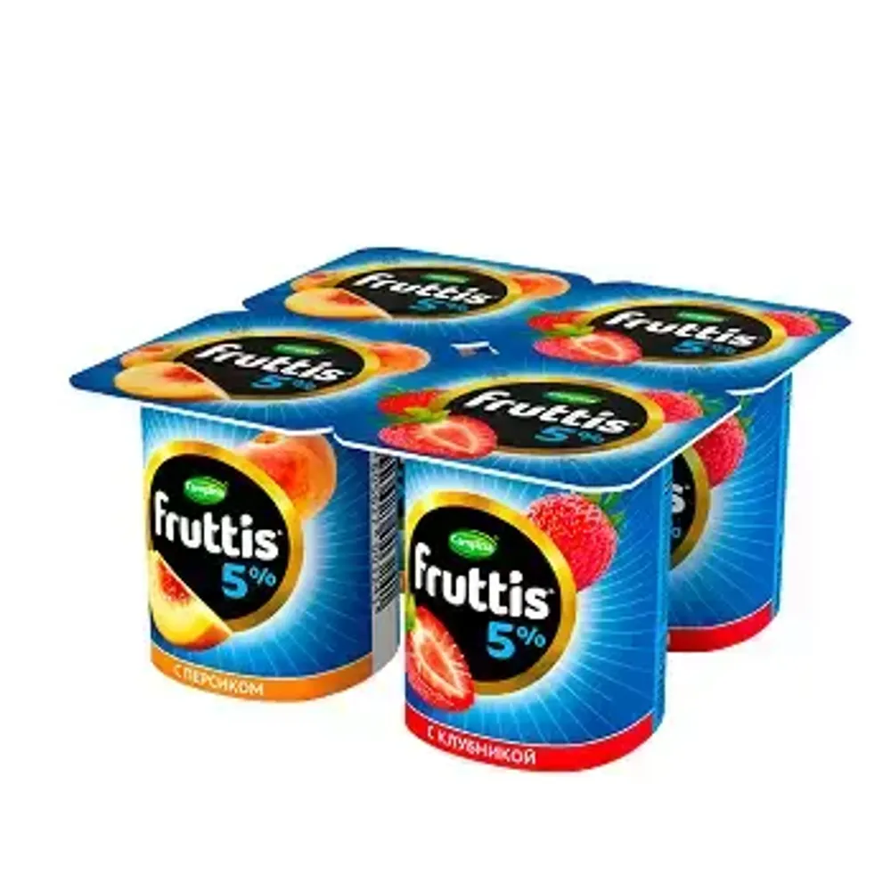 Йогурт "Фруттис" клубника\персик 5% 115г
