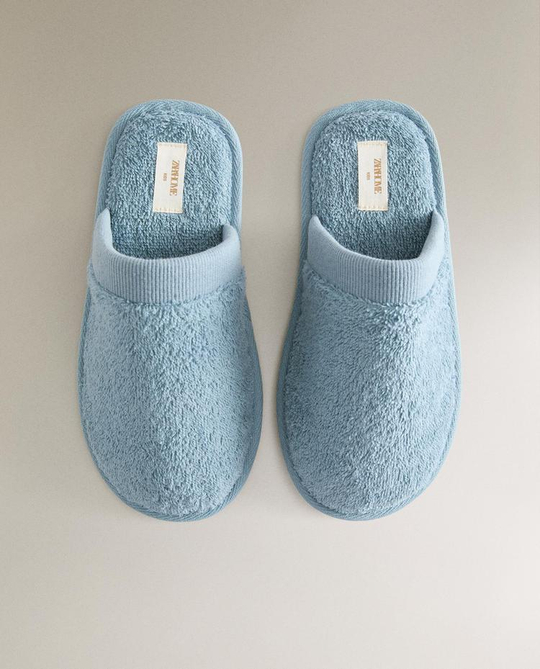ZARA HOME ДЕТСКИЕ МАХРОВЫЕ ТАПОЧКИ, СИНИЙ