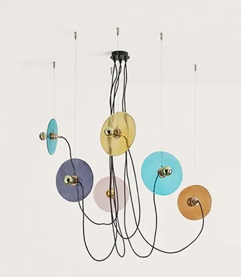 Люстра Fest 6L с разноцветными стеклянными дисками 1223