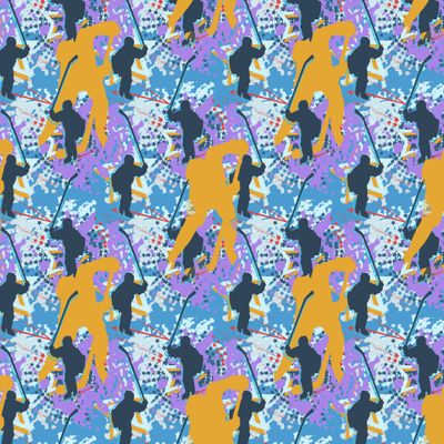 хоккейный узор с юными хоккеистами