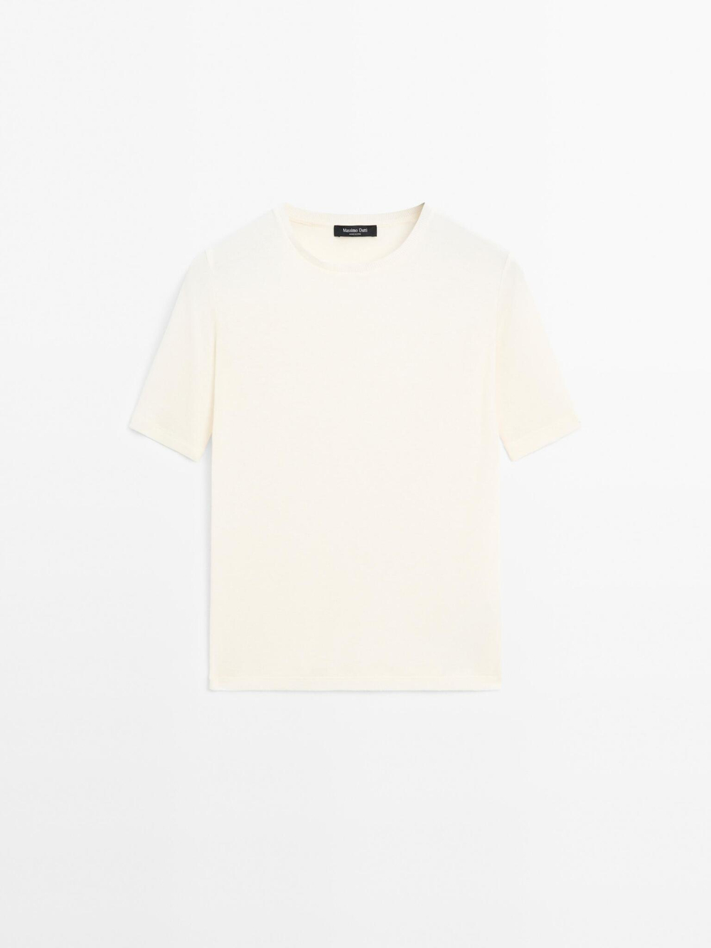 Massimo Dutti Футболка из смесового хлопка, натуральный/кремовый