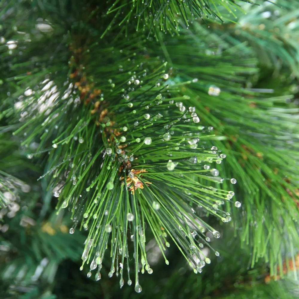 Елка светодиодная «Лесная метель» 150 см, ПВХ+леска (шишки и напыление), 407 веток, 140 ламп LED, Теплый белый