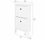 Обувница 2 ящика КЫМОР (HEMNES), 59х22х101 см, белый