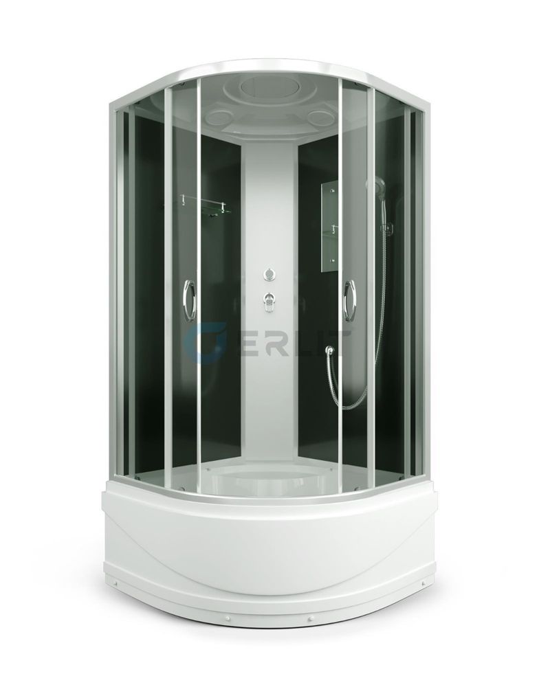 Душевая кабина ER3509TP-C4 900*900*2150 высокий (СЕРЫЙ ПОДДОН), тонированное стекло