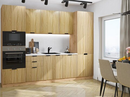 Прямая модульная кухня Евро Лайн-01 Дуб песочный - Дуб Вотан 2140*2800*600
