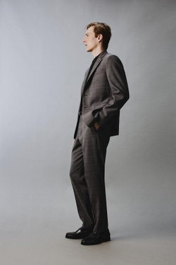 ZARA КОСТЮМНЫЕ БРЮКИ В КЛЕТКУ ИЗ 100% ШЕРСТИ, КОРИЧНЕВЫЙ