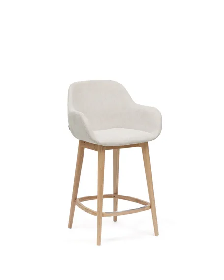 Полубарный стул Konna 65 см бежевый с ножками из светлого ясеня