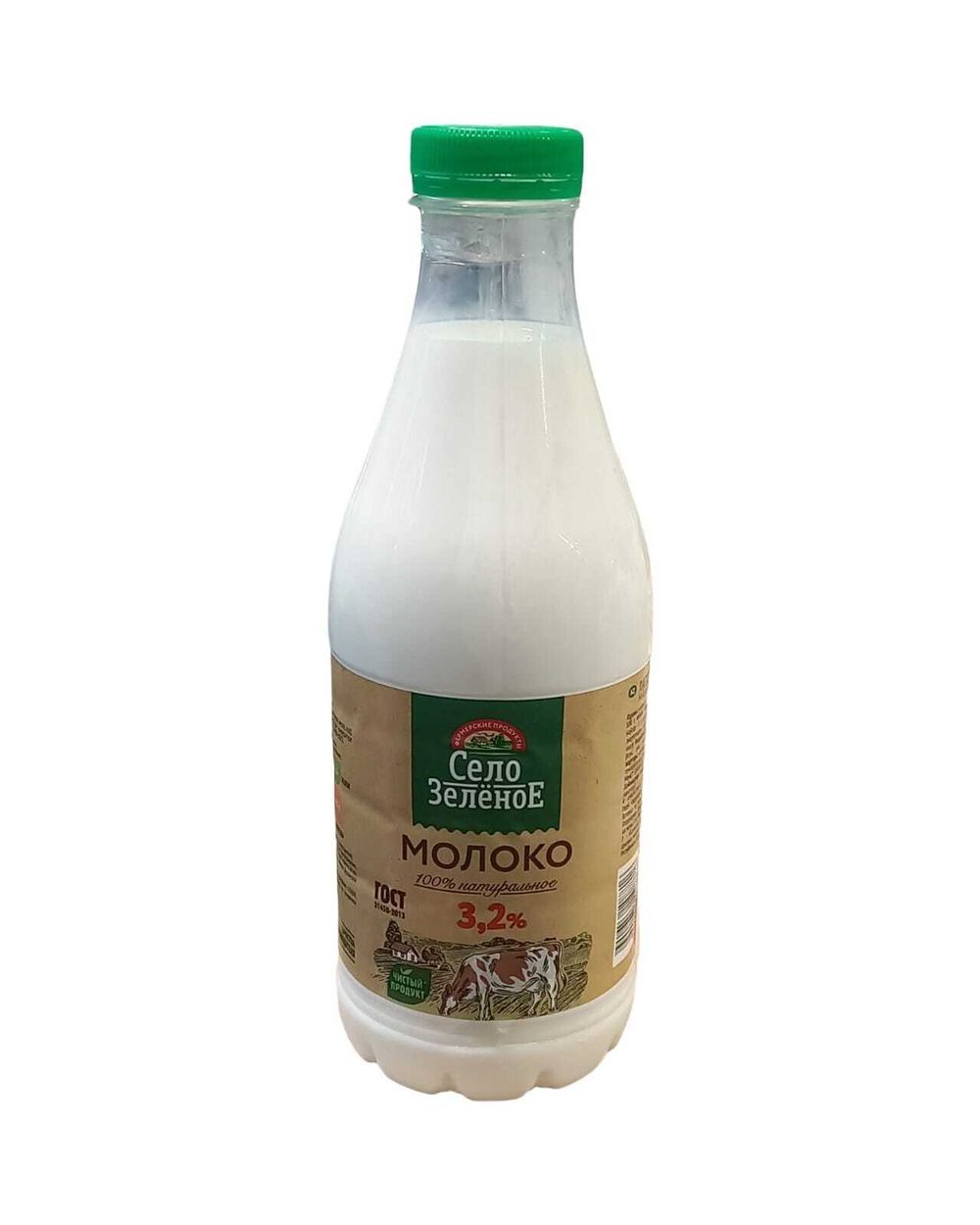 Молоко "Село Зелёное" 3,2% 930г (бутылка)