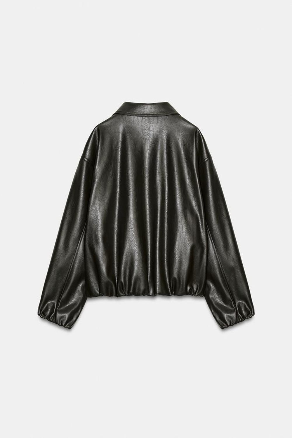 ZARA КУРТКА ИЗ ИСКУССТВЕННОЙ КОЖИ С ЭЛАСТИЧНЫМИ ВСТАВКАМИ, ЗЕЛЕНЫЙ МЕЛАНЖ