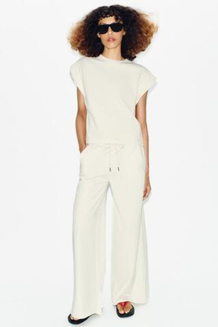 ZARA ШИРОКИЕ БРЮКИ ИЗ МЯГКОЙ ТКАНИ, ЭКРЮ