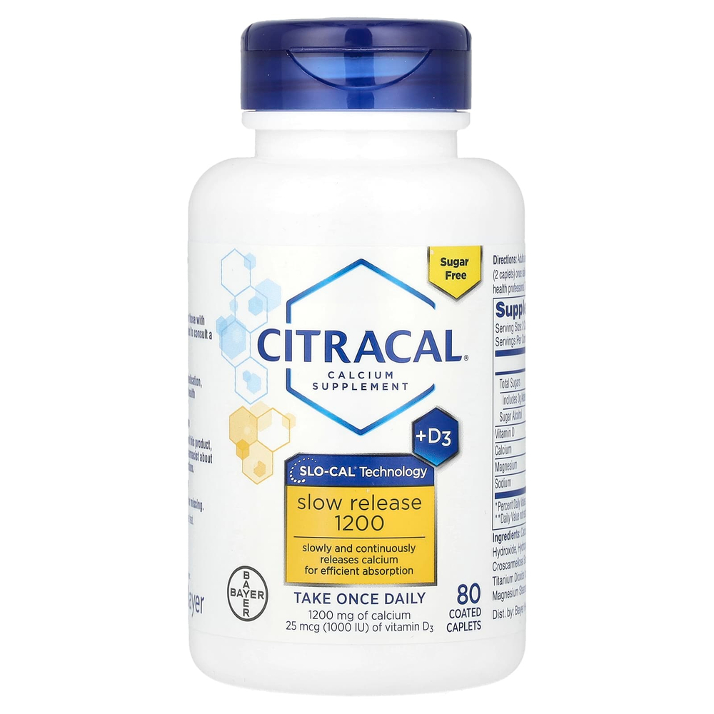 Citracal, Добавка с кальцием и витамином D3, медленное высвобождение 1200, 80 таблеток, покрытых оболочкой
