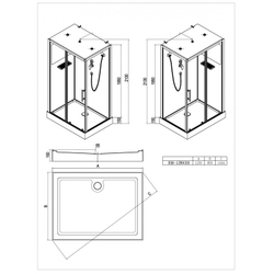 Душевая кабина Esbano (Эсбано) ESB-1280CKR, с низким поддоном, 120х80х210
