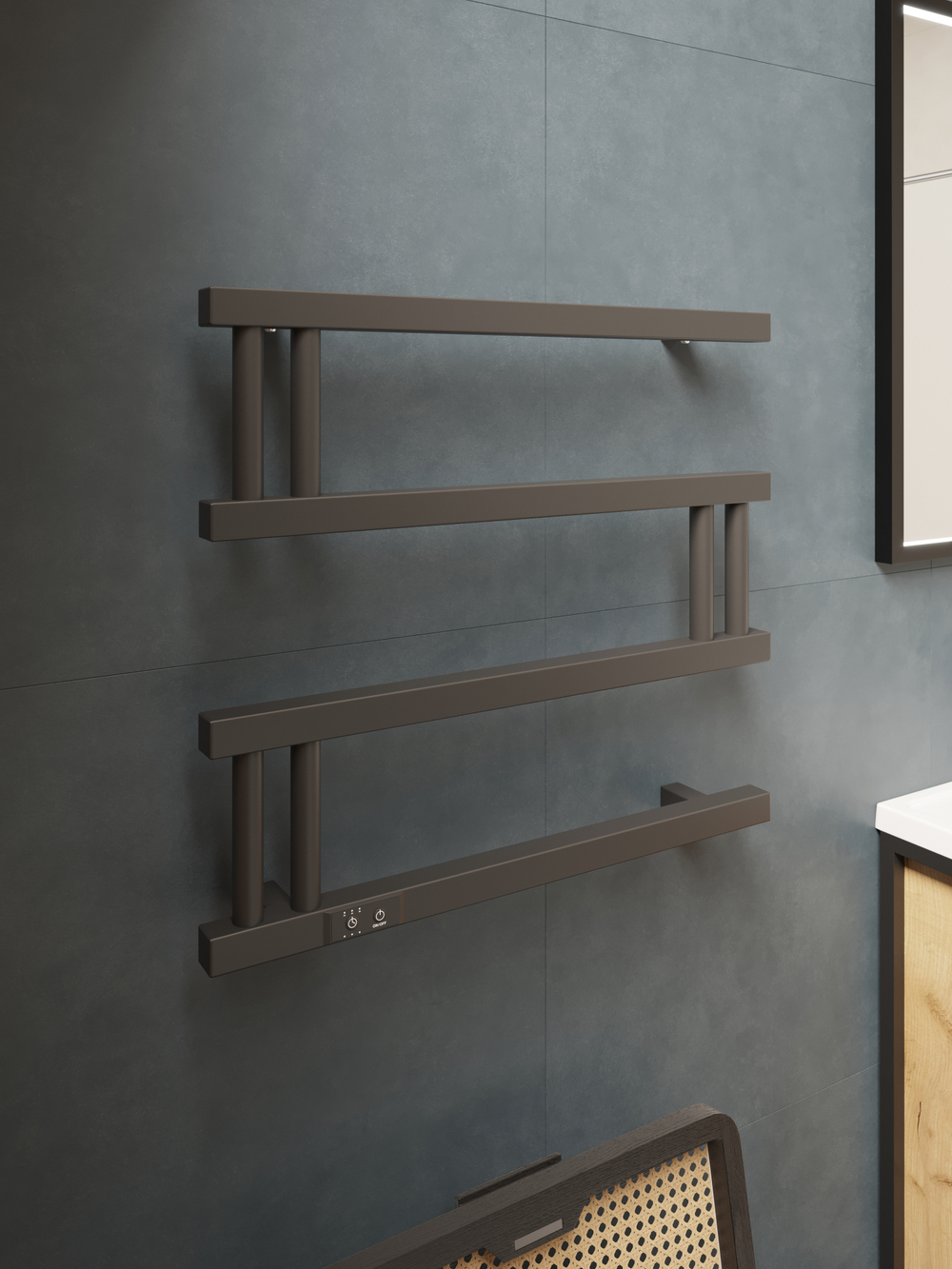 Полотенцесушитель электрический EWRIKA Пенелопа M 55x60 см, подключение слева, матовый черный, М-образный, из стали