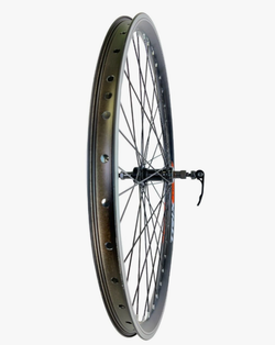 Колесо 26" заднее TRIX, обод алюм., V-br, под трещотку, эксцентрик, двойной, 36H, пистонир., фрезер.