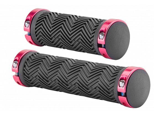 Грипсы XH-G125BL 90 и 130 мм чёрные, красные кольца, в инд. упаковке, арт. 150226 (10216170/010821/0228802, Китай)