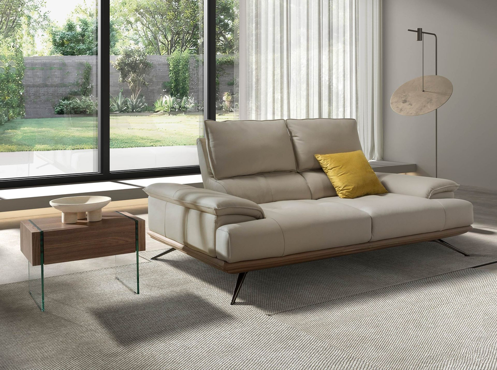 2-местный диван из серо-коричневой кожи, модель 6248