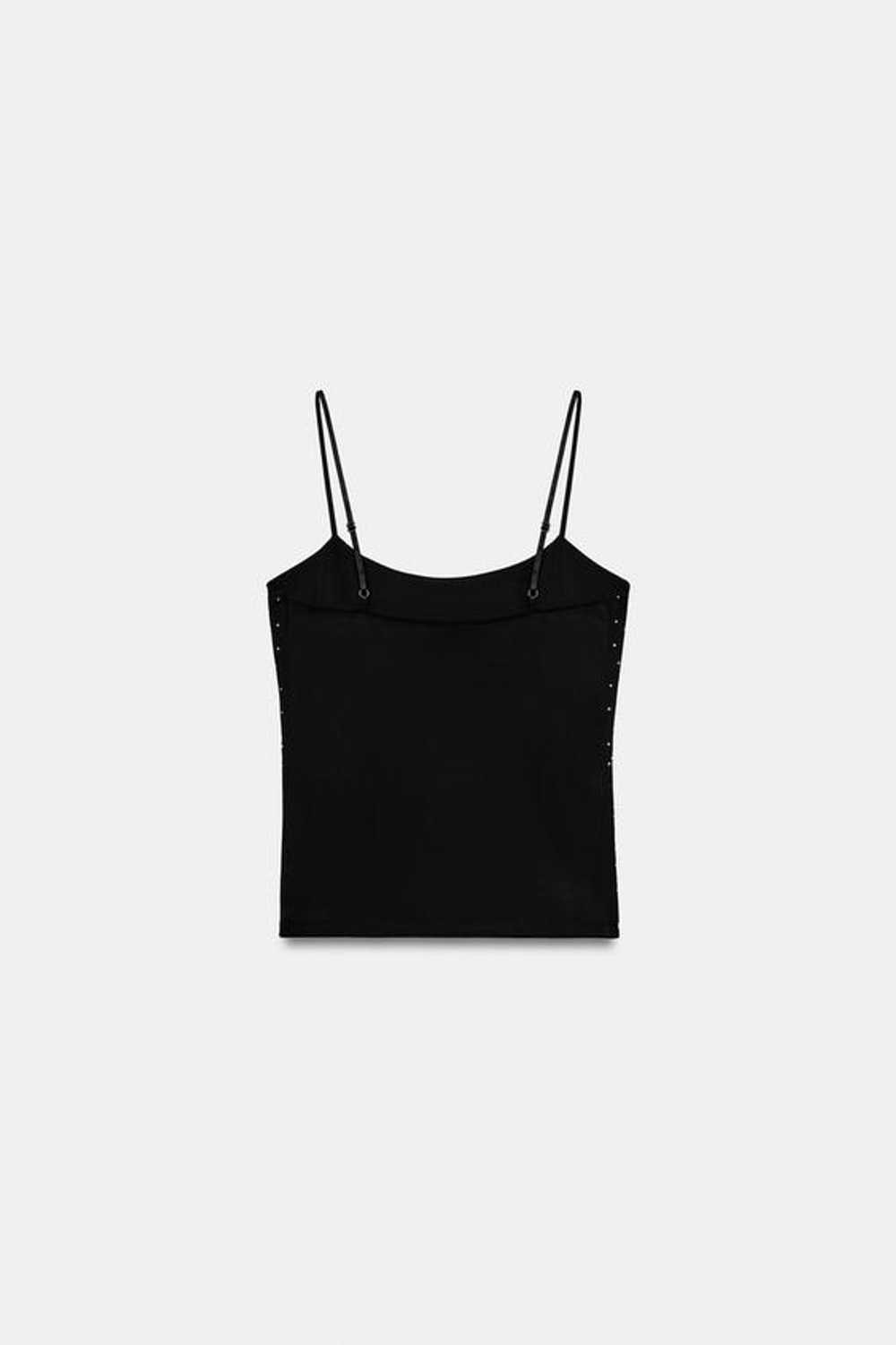 ZARA ТОП НА БРЕТЕЛЯХ СО СТРАЗАМИ, ЧЕРНЫЙ