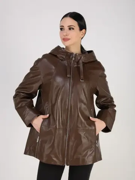 Кожаная куртка демисезонная с капюшоном