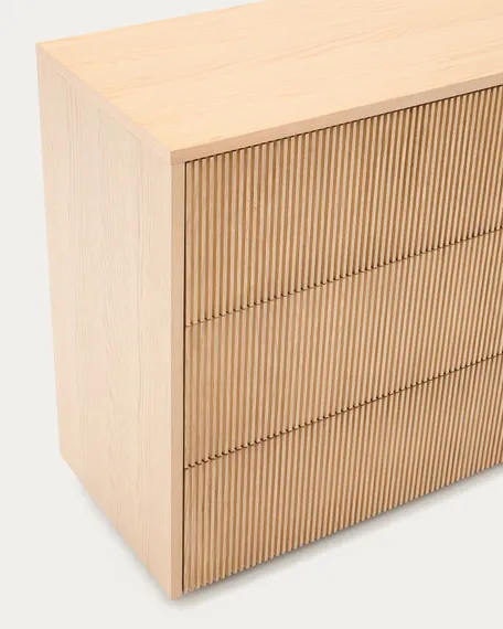 Комод Helvine с 3 ящиками из дубового шпона, 86 x 79