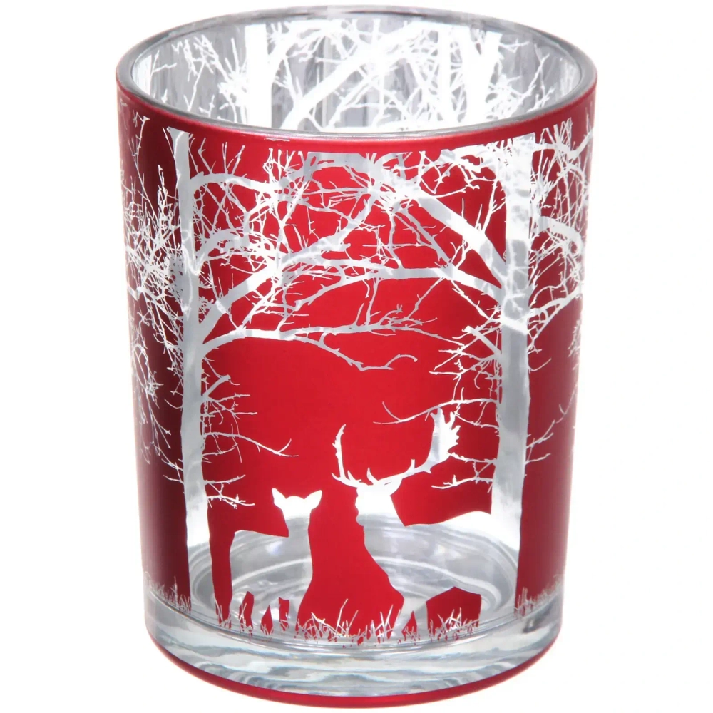 Подсвечник «Зимний лес» 10*12,5 см, Красный