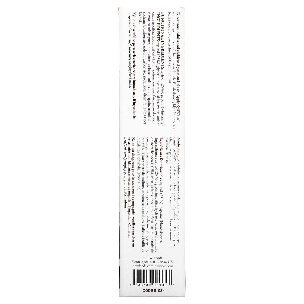 NOW Foods, Solutions, XyliWhite, зубная гель-паста, кокосовое масло, мята, 181 г (6,4 унции)