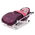 Санки-коляска "Наши Детки 3-1К" с фламинго сливовый