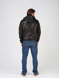 Кожаная куртка демисезонная с капюшоном