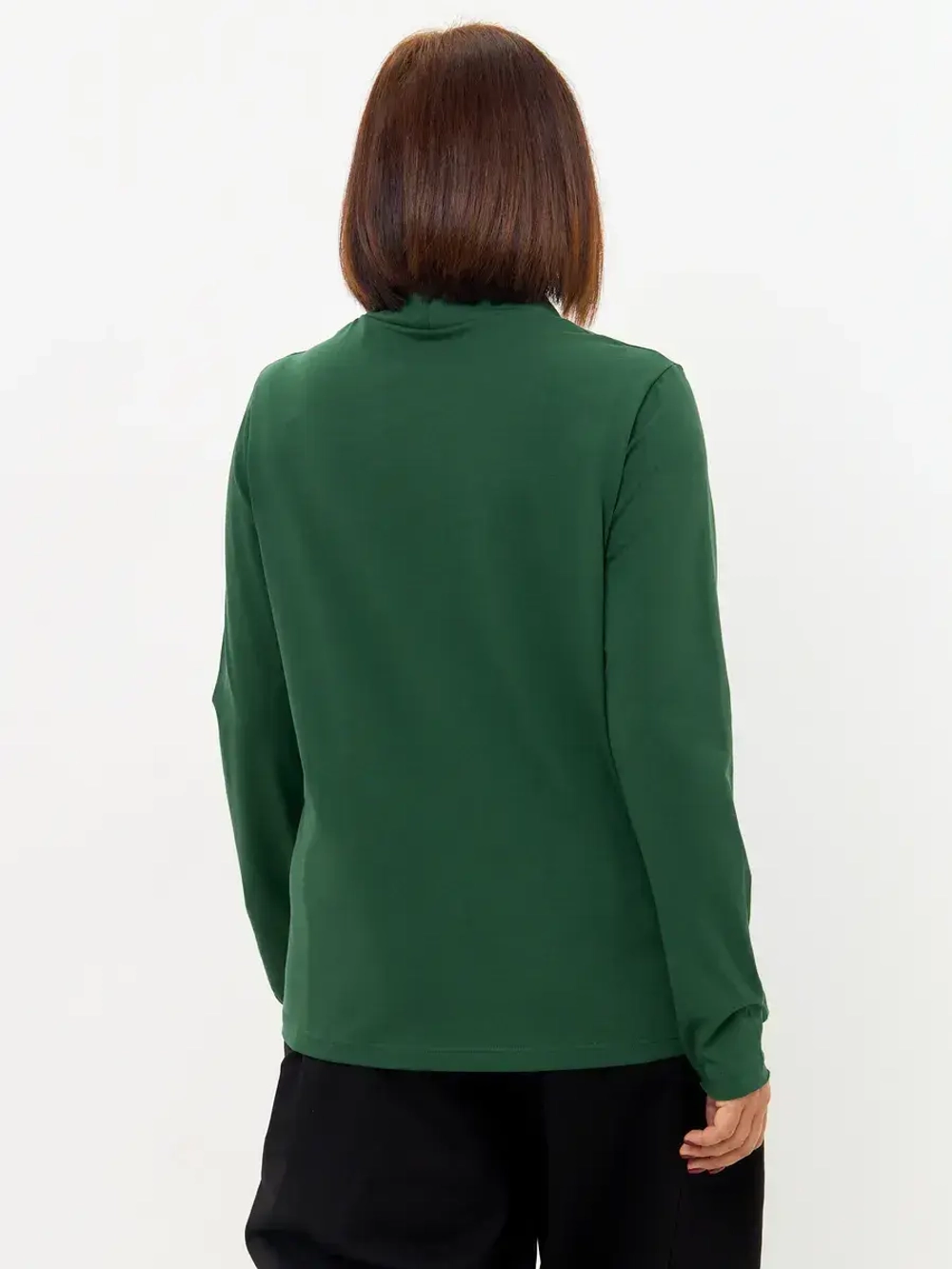 Лонгслив с цельнокроеным воротником изумруд