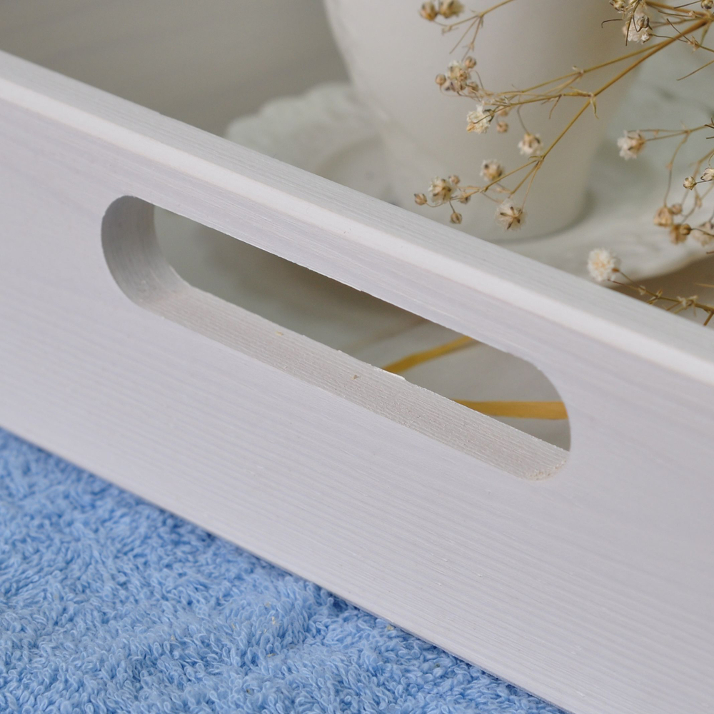 Столик поднос деревянный разборный 48х48 см, поднос декоративный для кухни Флоутард из массива сосны, столик для завтрака в постель, белый