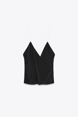 ZARA ТОП НА ПРОЗРАЧНЫХ БРЕТЕЛЯХ, ЧЕРНЫЙ