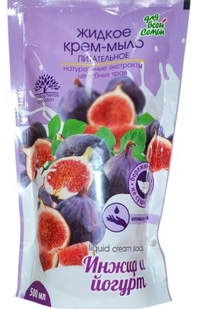 Крем-мыло жидк.питат. ДЛЯ ВСЕЙ СЕМЬИ Инжир и йогурт 500мл дой-пак