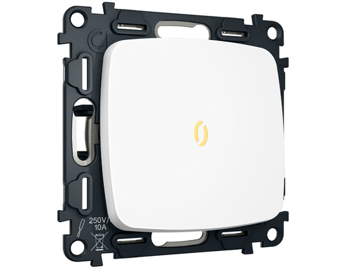 MO122030 Комплект механизма 1-кл проходного выключателя с подсветкой 3200K OMEGA Белый матовый QUANT (OP1220, VM105, G22Y)