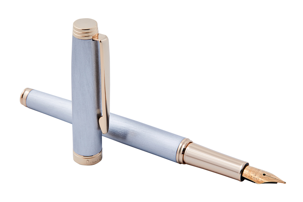 Ручка подарочная перьевая серебристая с позолотой Pierre Cardin SHINE PC2303FP в подарочной упаковке