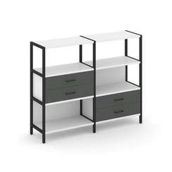 Shelf System Двухсекционный стеллаж трехярусный с ящиками SN.STM-323 Белый/Антрацит/Металл Черный 15