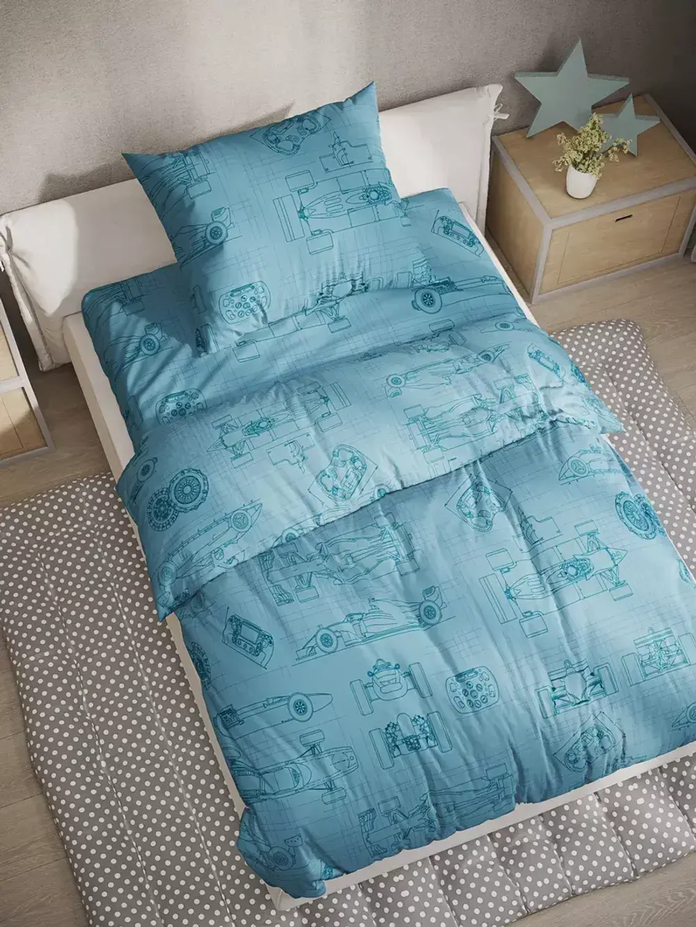 Наволочка комплект 2шт перкаль Сказка "Формула1" 70x70 см на молнии