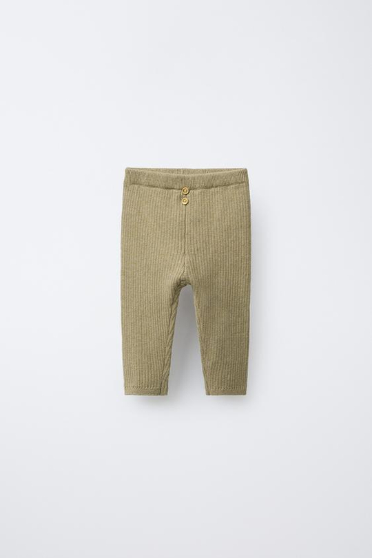 ZARA ЛЕГИНСЫ В РУБЧИК С ПУГОВИЦАМИ, ЗЕЛЕНЫЙ