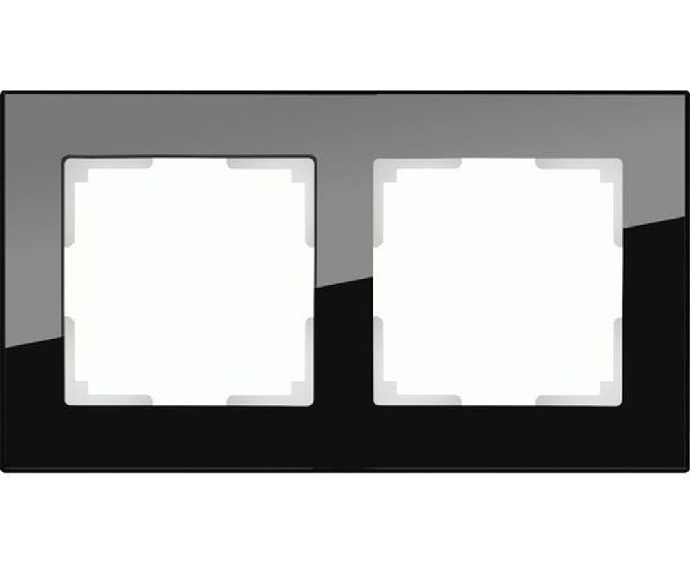 Рамка для выключателей и розеток из стекла на 2 поста Werkel Favorit W0021108 черная