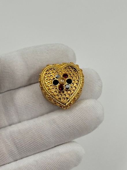 Накладка на пуговицу Сердце с кристаллами