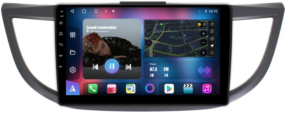 Магнитола для Honda CR-V 4 2012-2016 (большая рамка 10) - FarCar 469M монитор 10" QLED на Android 13, 8 ядер (TS18), CarPlay, 4G SIM-слот