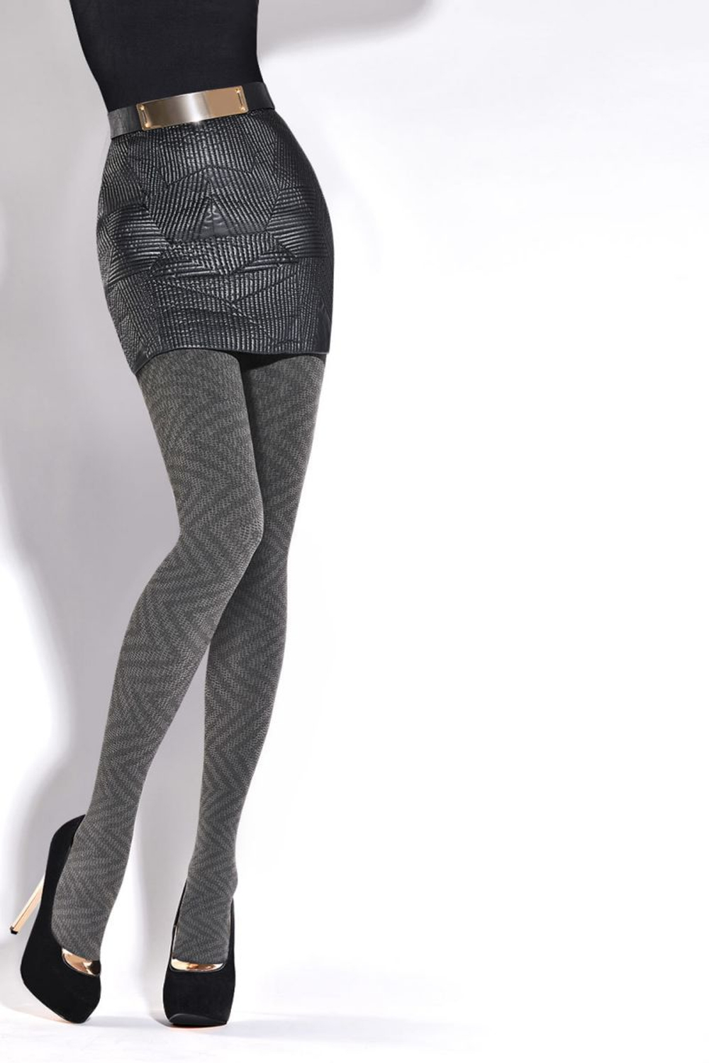 Колготки Cassie с зигзагообразным узором (Размер: 3 размер) (Цвет: серый)