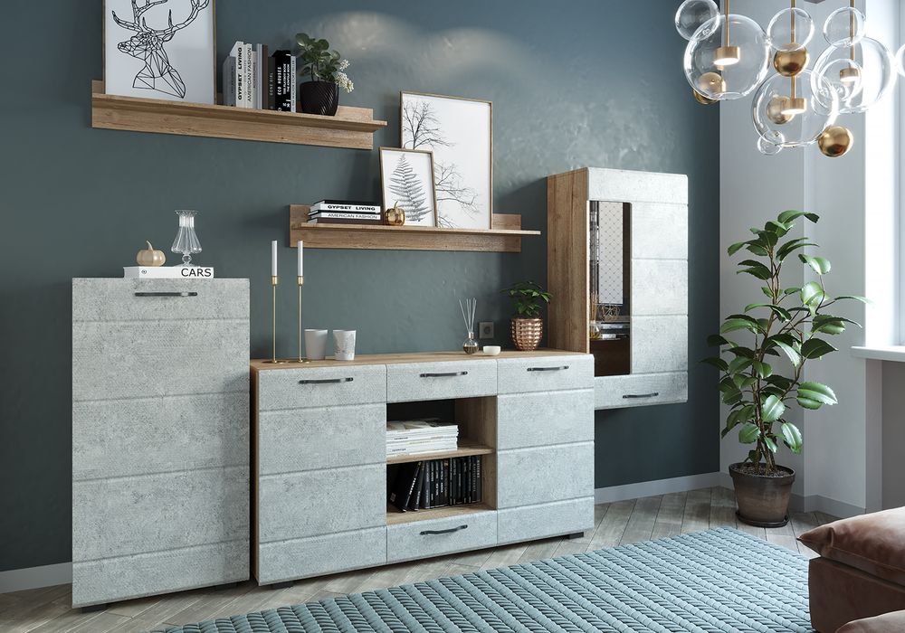 Гостиная 20 "Асти" (дуб бунратти/камень светлый), ЛДСП/МДФ, ДСВ Мебель, г. Пенза